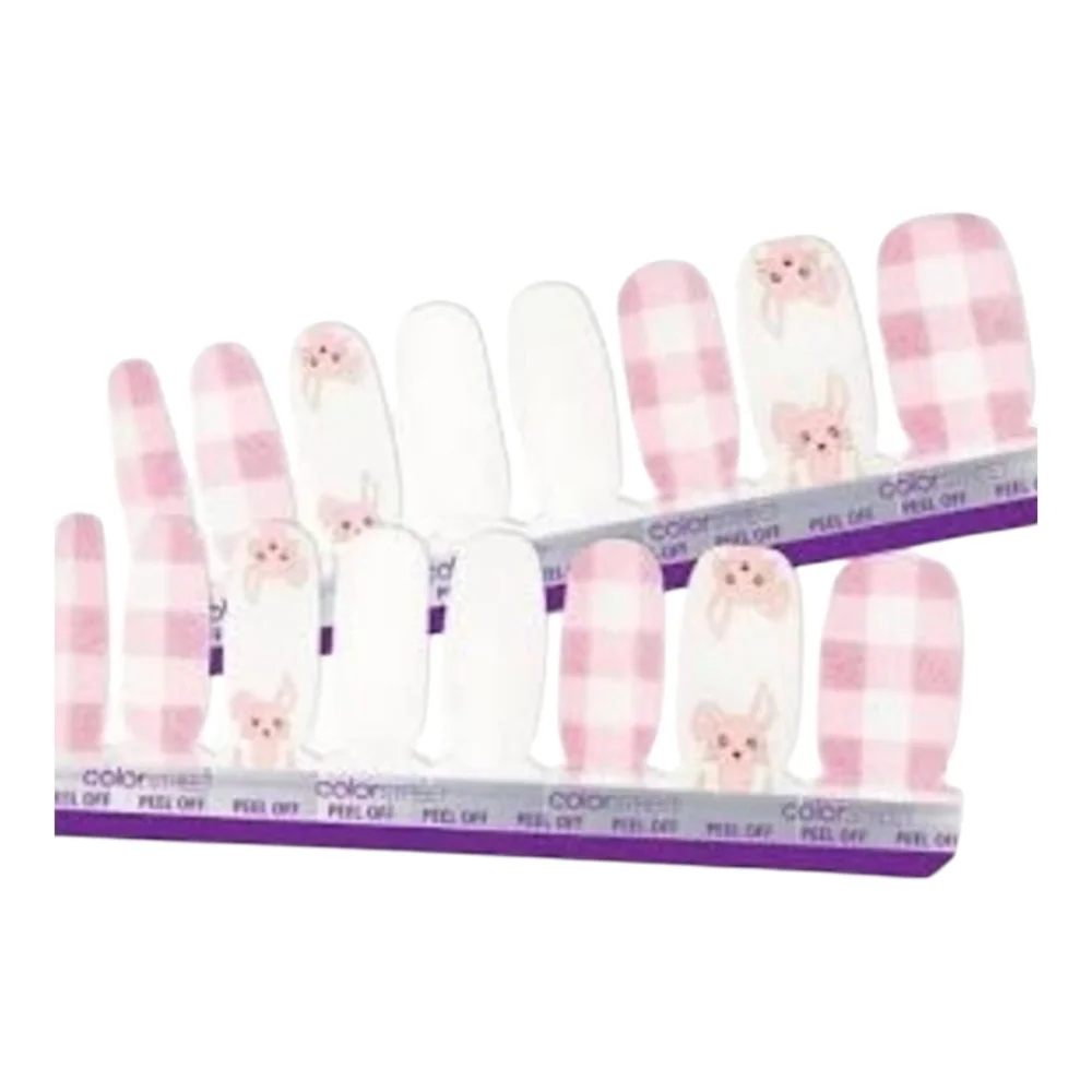 Color Street Funny Bunny Pink Plaid Nail Strips 16 Various Sizes